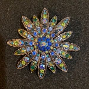 Joan Rivers Swarovski Crystal Sunburst Brooch